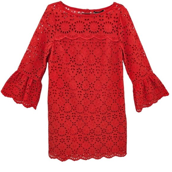 J. Crew Dresses & Skirts - J. Crew Womens 8 Bell Sleeve Dress in Embroidered Eyelet Sunset